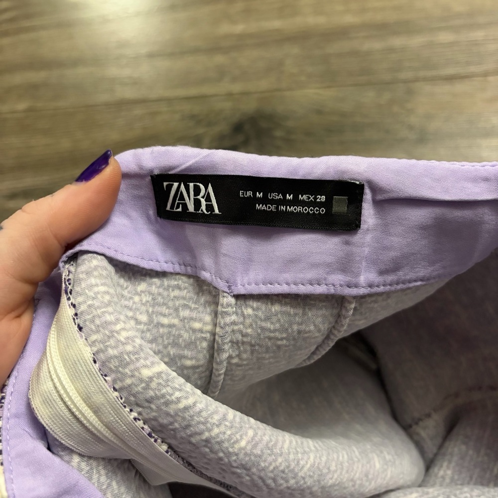 Zara Luxury-Inspired Tweed Textured Mini Skirt (Lavender/ White) Size Medium - Picture 5 of 7
